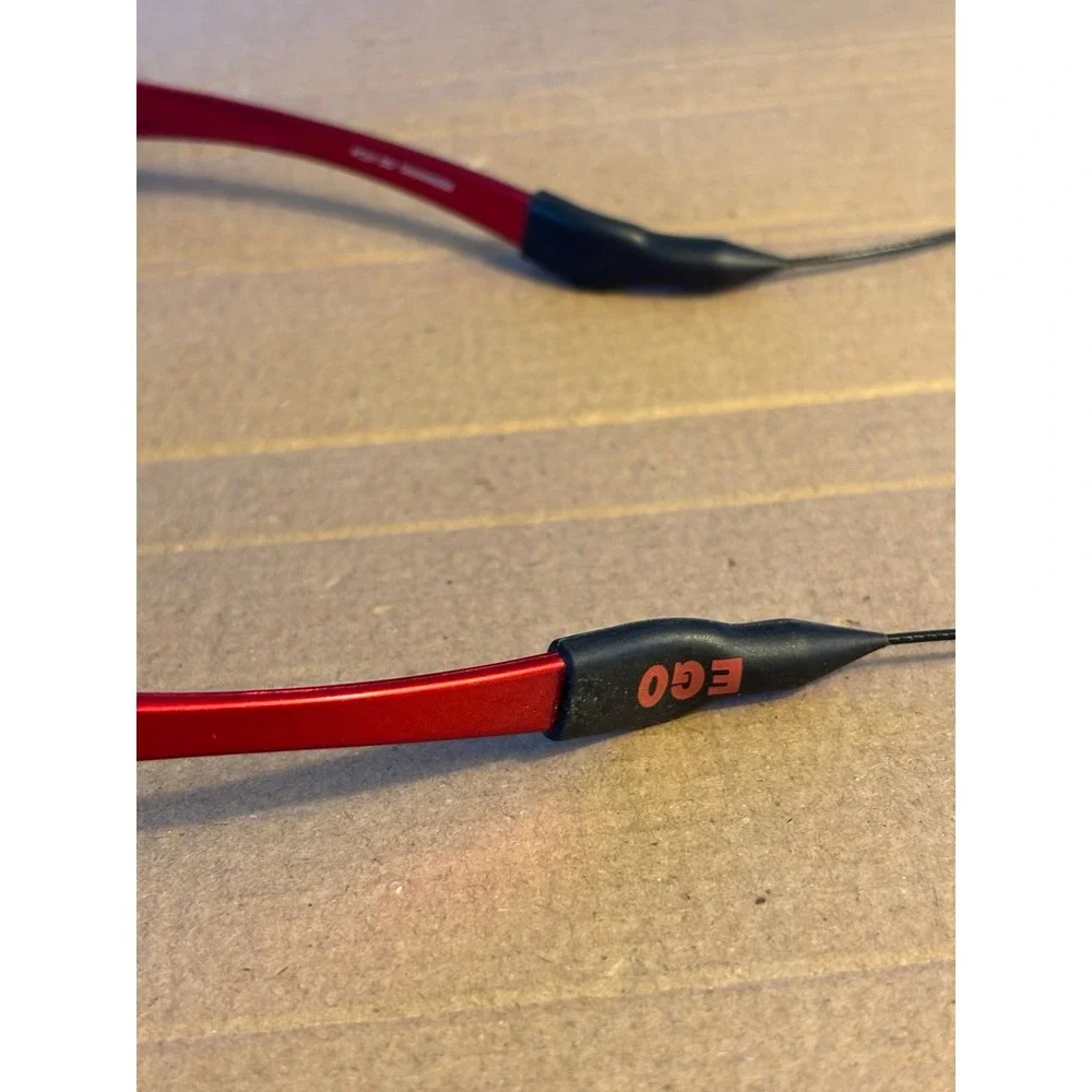 EGO Wraparound Sport Sunglasses Black Red Frame Smoke Lenses w/ UV
